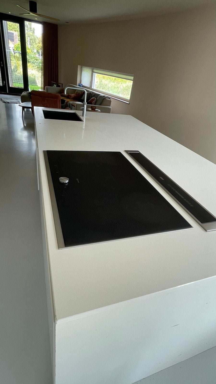 Composiet werkblad 240x130 +Neff inductie + Franke downdraft, Ophalen, Gebruikt, Wit, Overige typen