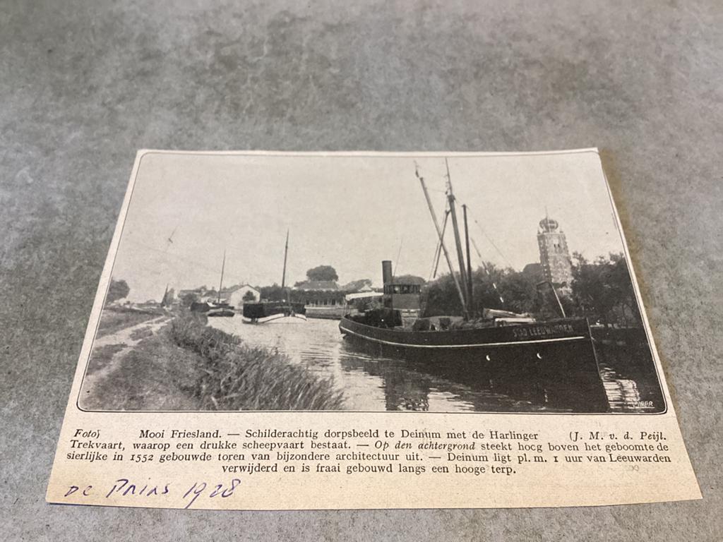 Deinum.    Panorama met Harlinger Trekvaart   1928, Ophalen of Verzenden, 1920 tot 1940, Zeeland