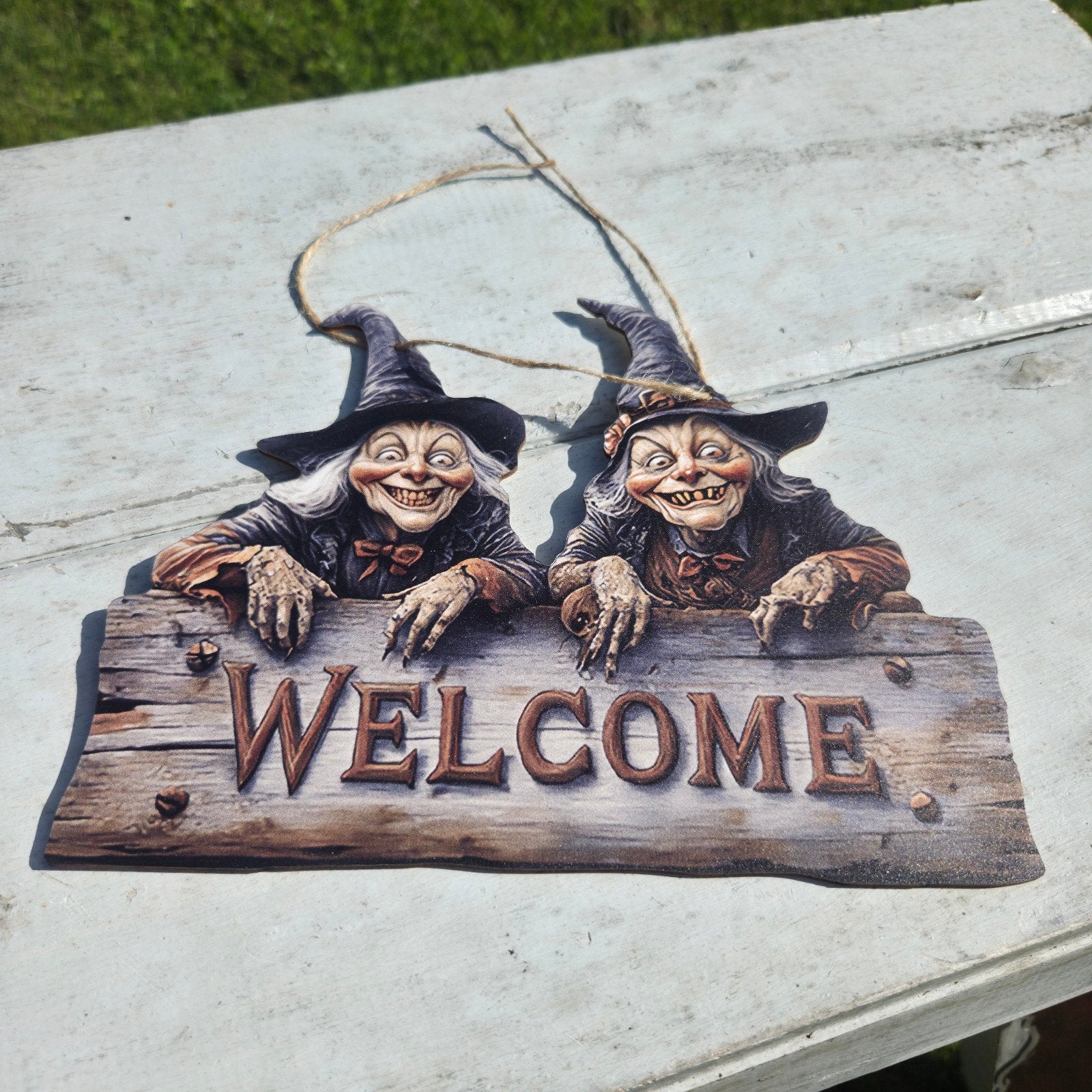 Heksenbordje Hekse welkomsbordje halloween decoratie hout, Huis en Inrichting, Tekstbord, Nieuw, Ophalen of Verzenden, Geschikt voor buiten