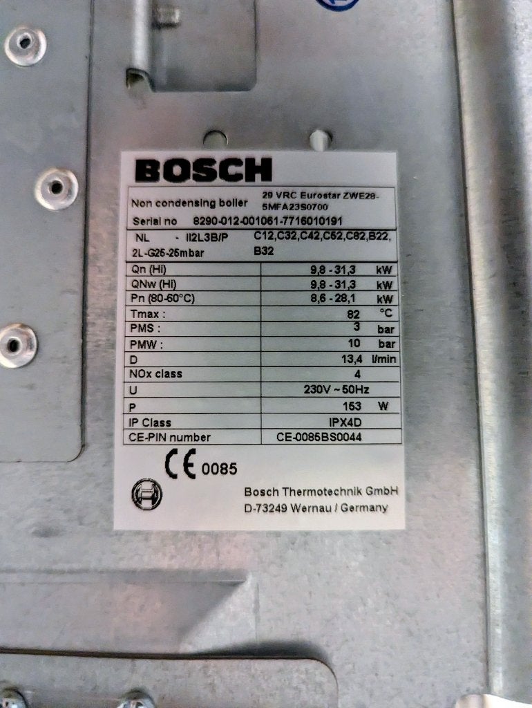 BOSCH VR Combi Ketel 29 VRC Eurostar, Doe-het-zelf en Verbouw, Ophalen, Gebruikt, Cv-ketel of Combi-ketel, Minder dan 60 cm