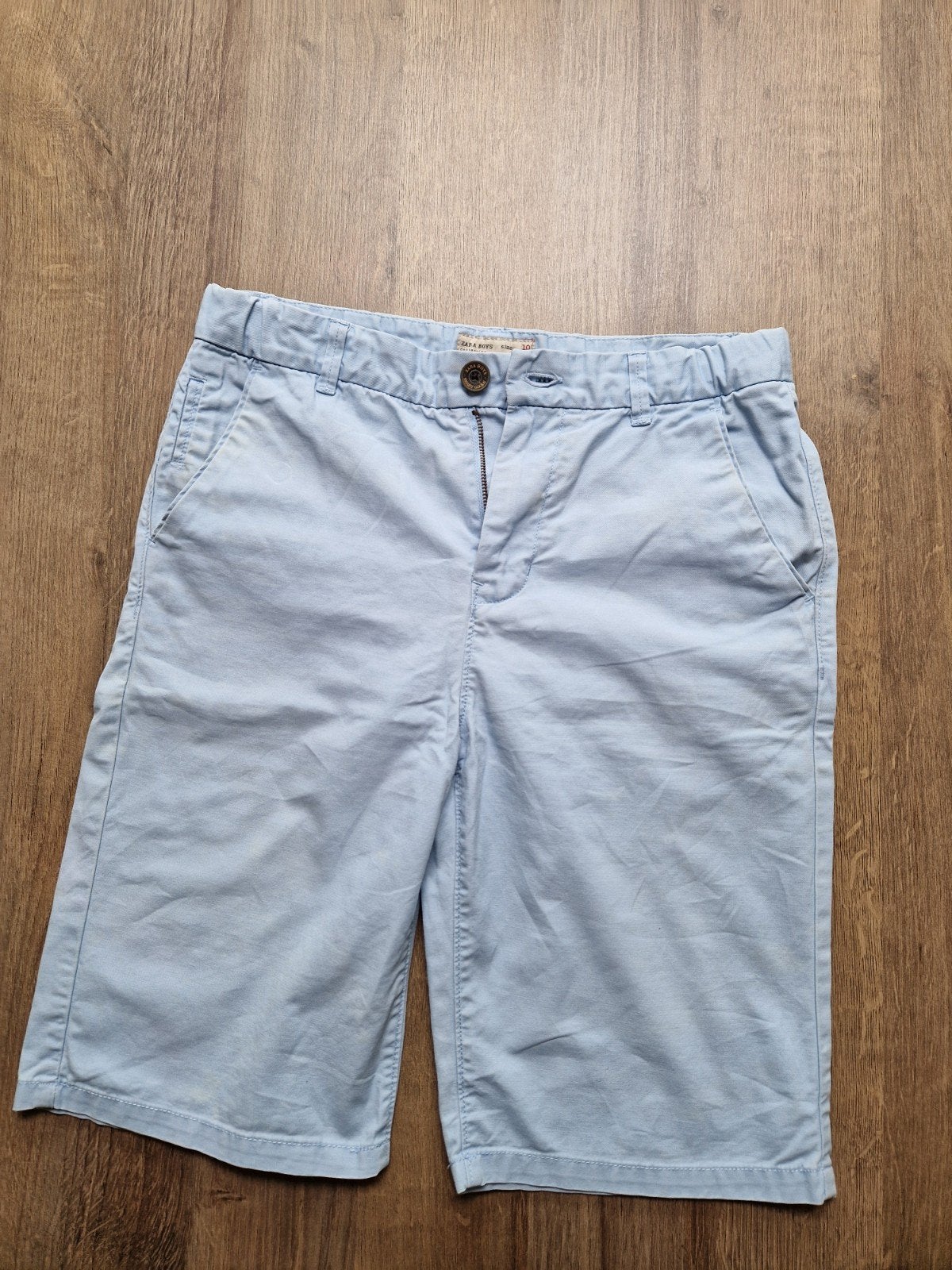 Nette lichtblauwe chino korte broek maat 140/152, Ophalen of Verzenden, Zo goed als nieuw