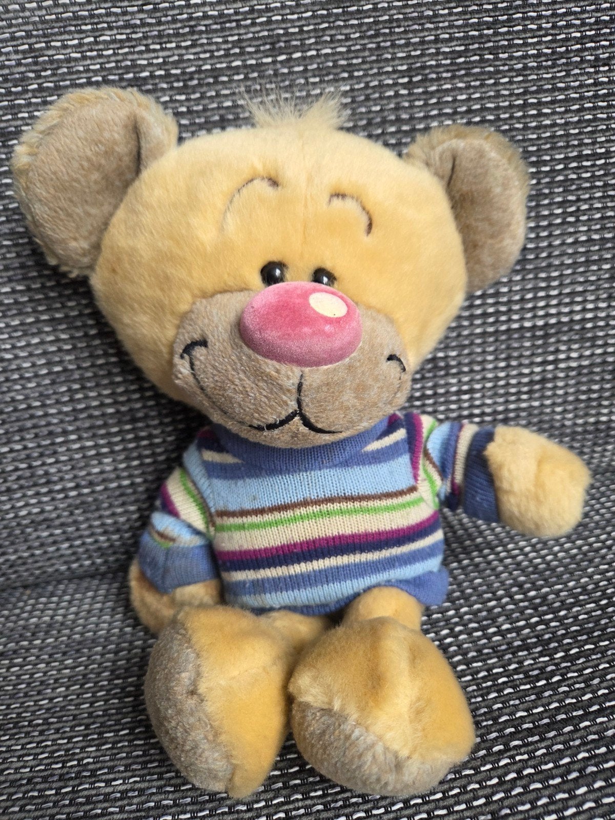 Pimboli knuffelbeer met gestreepte trui (Diddl) 20 cm, Gebruikt, Beer, Ophalen of Verzenden, Met kleding of accessoire