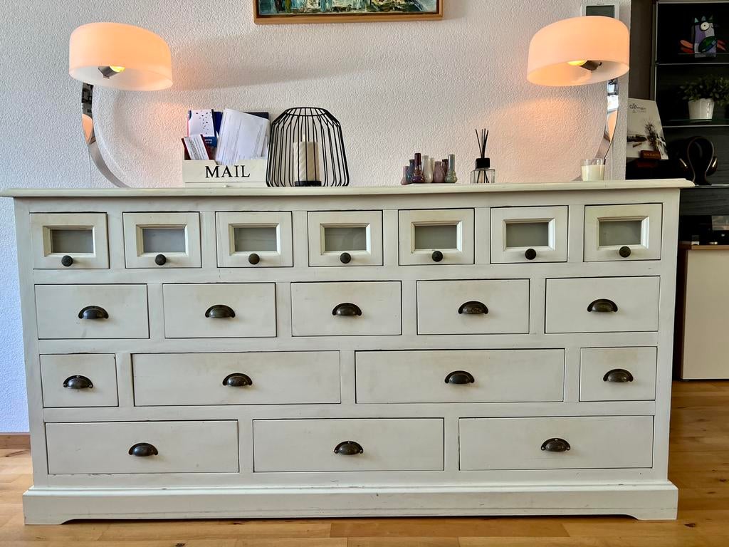 Dressoir / Apothekerskast / Ladekast 180 cm breed, Ophalen, Brocante, landelijk, 150 tot 200 cm, Grenenhout