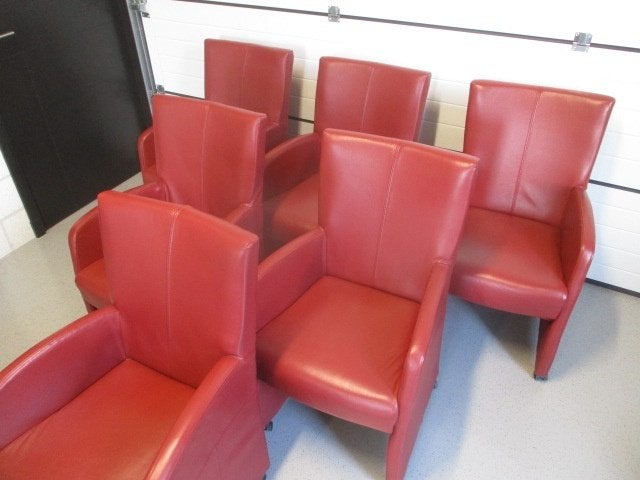 leder stoelen - eetkamerstoelen  6 stuks - armleuningstoelen, Ophalen, Leer, Zo goed als nieuw, Vijf, Zes of meer stoelen