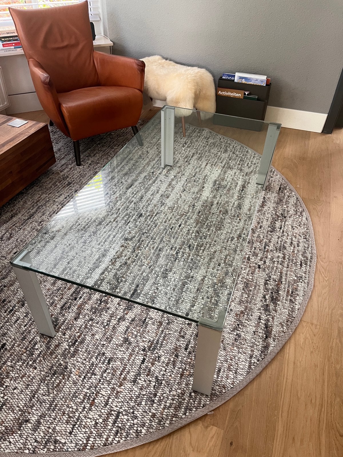 Glazen salontafel (140 x 70 cm), Ophalen, Gebruikt, 100 tot 150 cm, 50 tot 100 cm