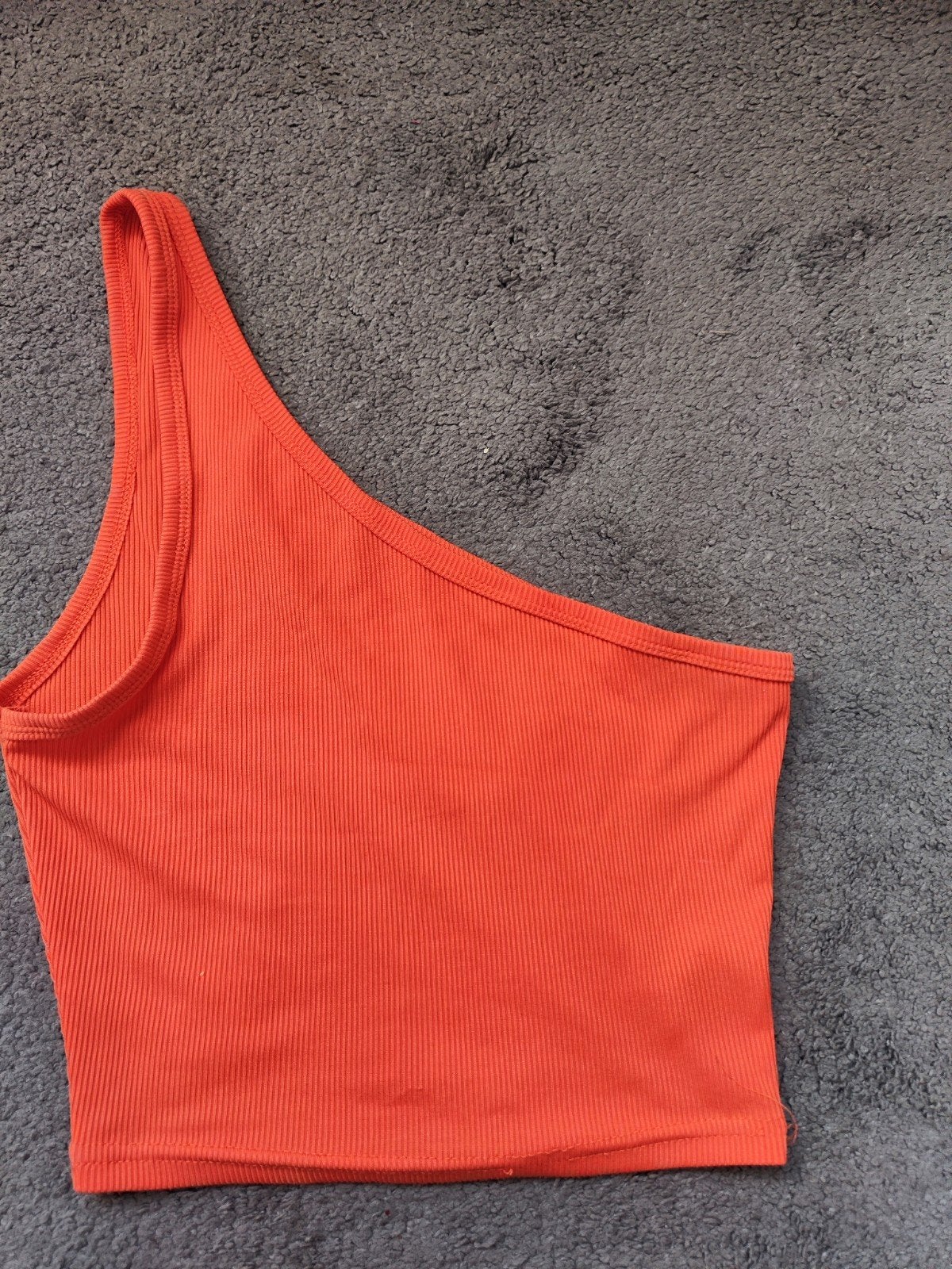 Oranje geribbelde one-shoulder crop top, Kleding | Dames, Tops, Oranje, Ophalen of Verzenden, Zo goed als nieuw, SHEIN
