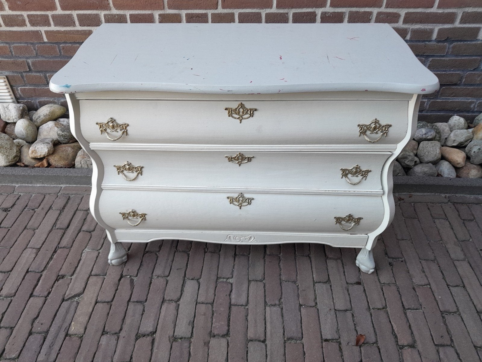 Oud buikkastje met 3 laden., Ophalen, Gebruikt