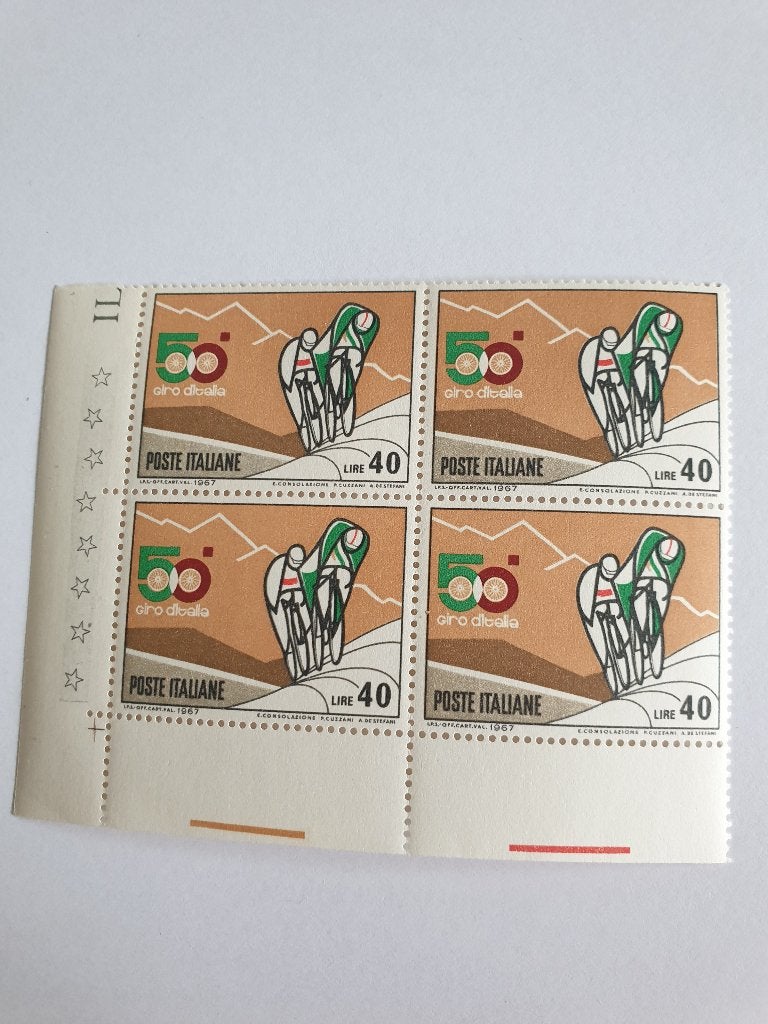3275 italie blok van 4x40 lire giro d italia 1967, Verzenden