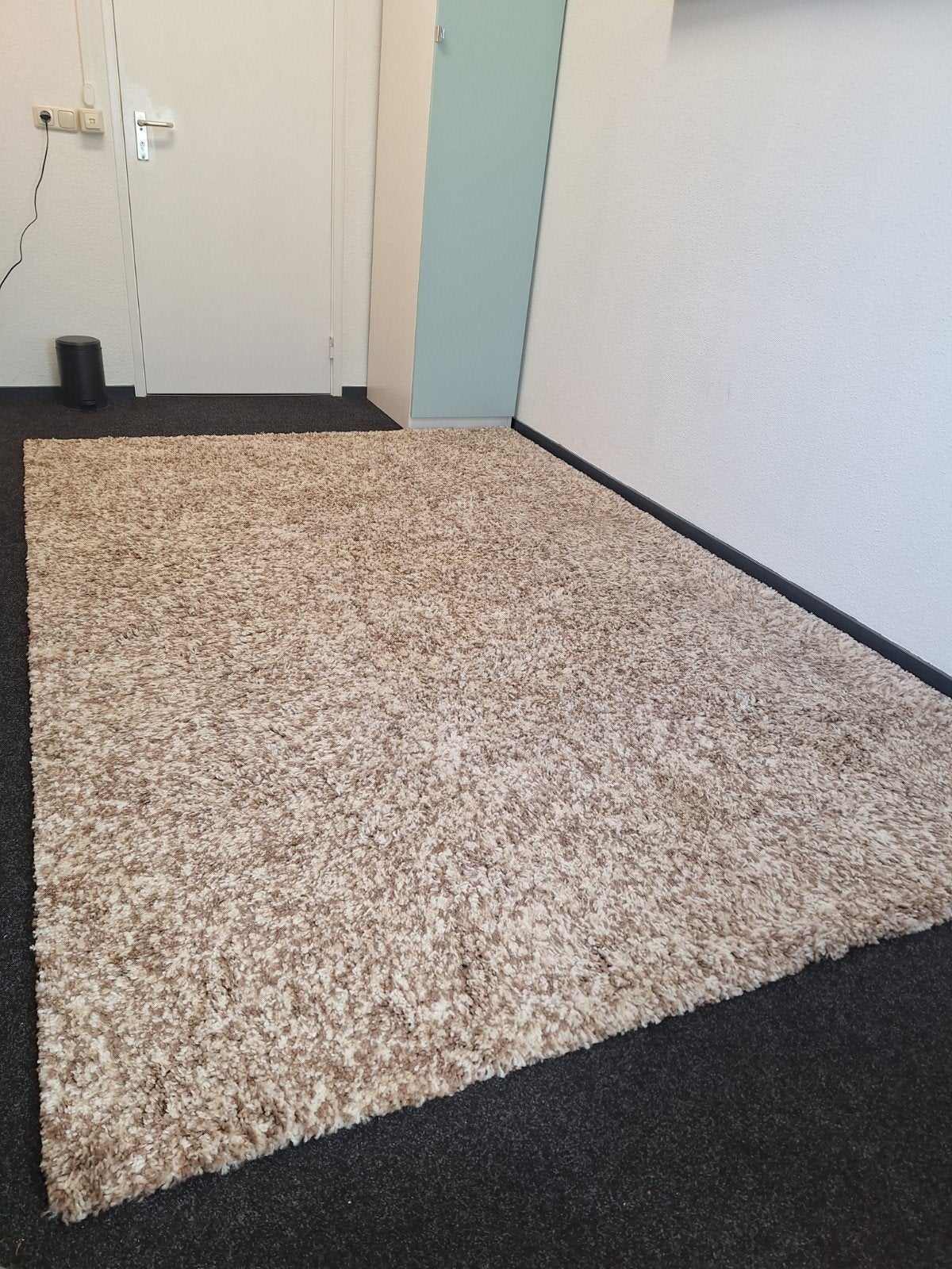 Zacht beige vloerkleed,  300x200 cm, Ophalen, Shaggy, Crème, Gebruikt