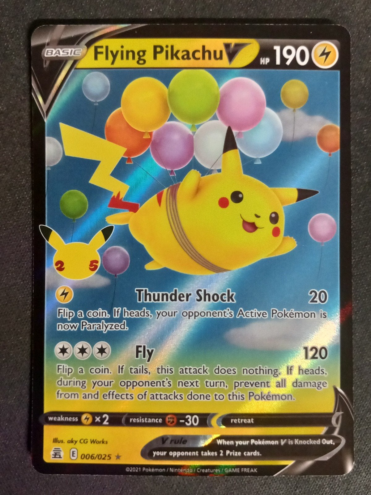 Flying Pikachu V 006/025 Celebrations Ultra Rare NM, Verzenden, Zo goed als nieuw, Losse kaart, Foil
