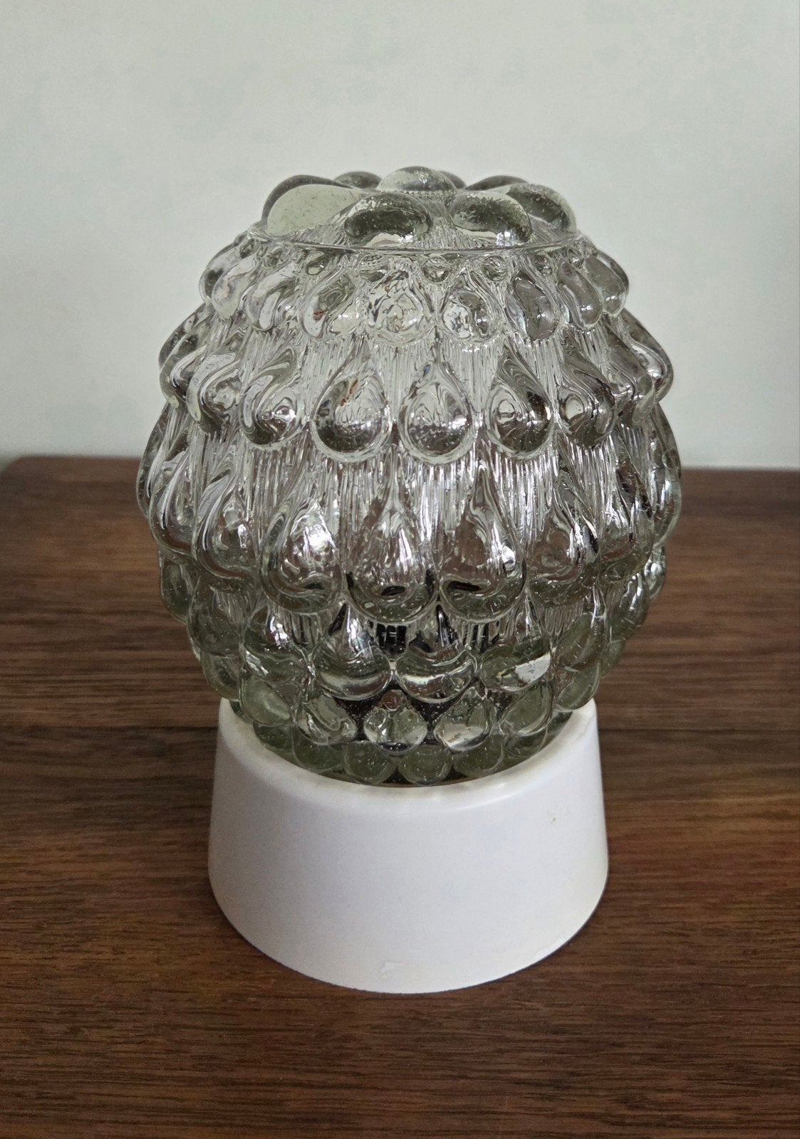 Vintage Mid-Century plafonnier / plafondlamp – druppelglas, Gebruikt, Design, Ophalen of Verzenden, Glas