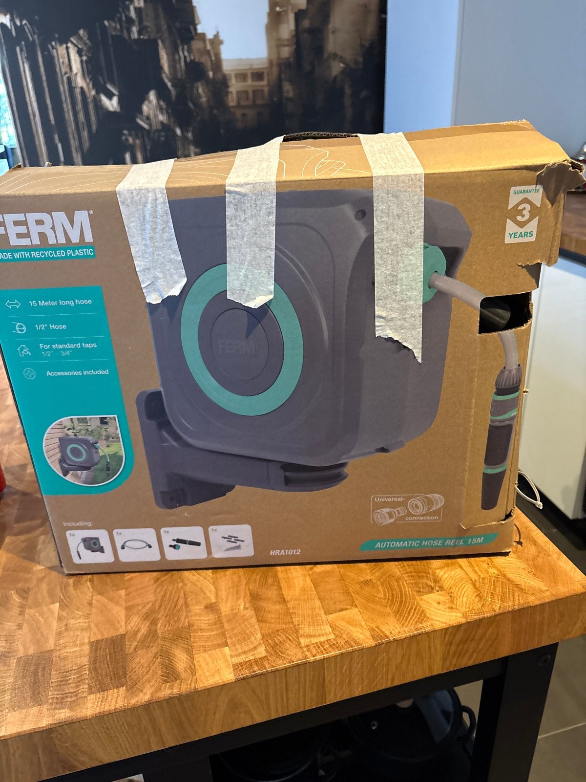 FERM Automatische Tuinslanghaspel - 15m - Nieuw in doos, Ophalen, Nieuw, Tuinslanghaspel