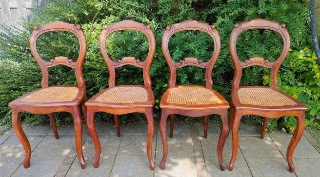4 vintage stoelen antieke stoelen webbing stoel Biedermeier, Antiek en Kunst, Antiek | Meubels | Stoelen en Banken, Ophalen