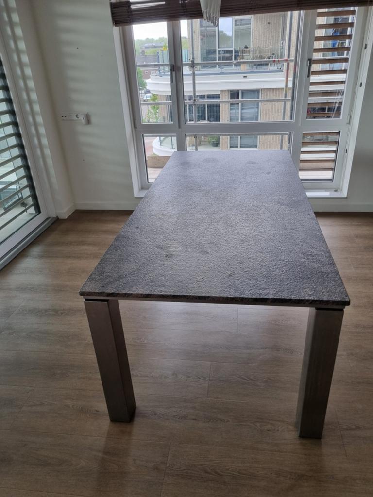 Tafel met natuurstenen blad. 100x220x75,5, Huis en Inrichting, Tafels | Eettafels, Ophalen, Overige materialen, 200 cm of meer