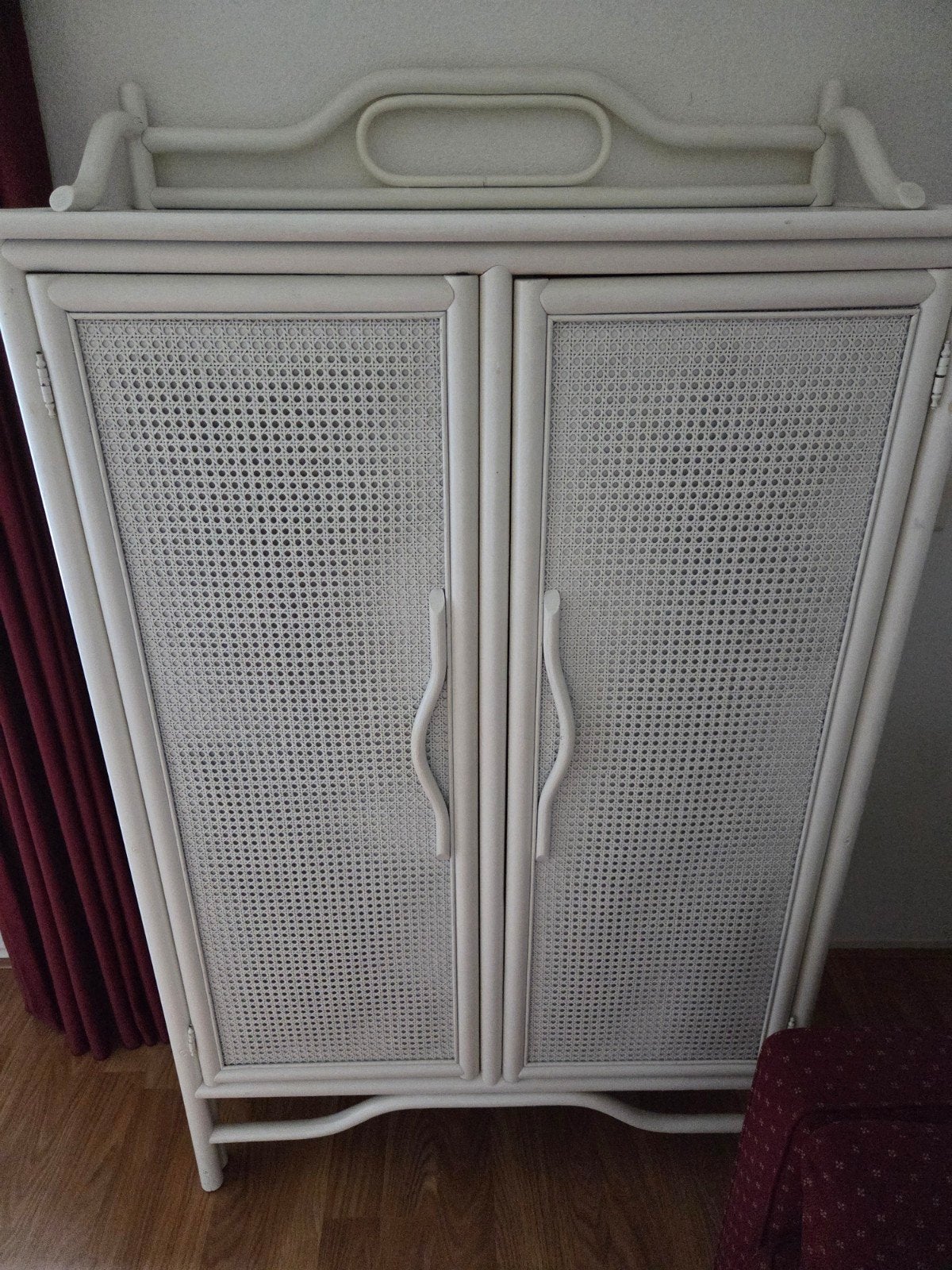 Vintage rotan kast met webbing deuren, Ophalen, Met deur(en), Gebruikt, 50 tot 100 cm