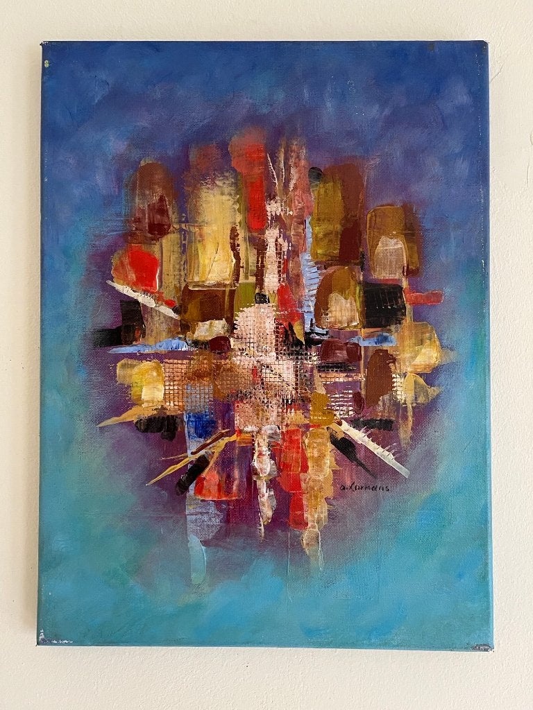 gesigneerd abstract schilderij Oscar Lormans, Verzenden