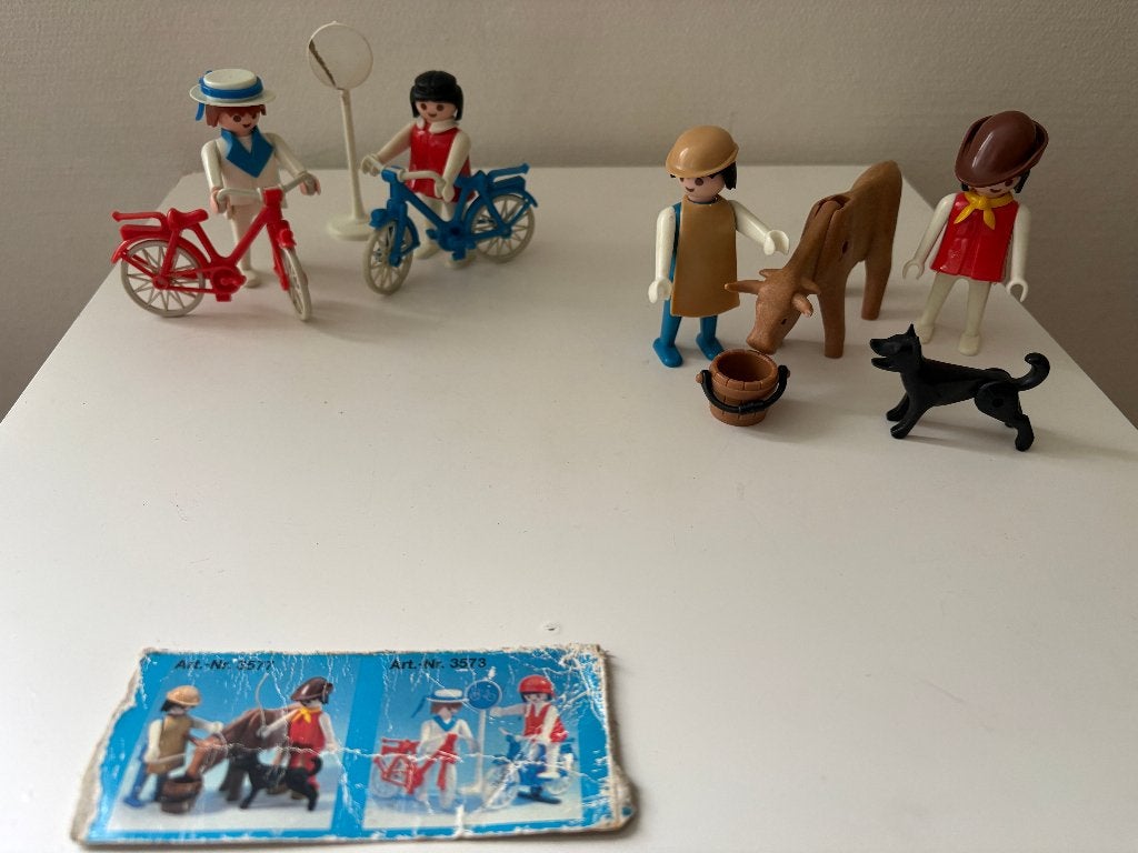 Vintage Playmobil set fietsers en boerin, Gebruikt, Complete set, Ophalen of Verzenden, Country
