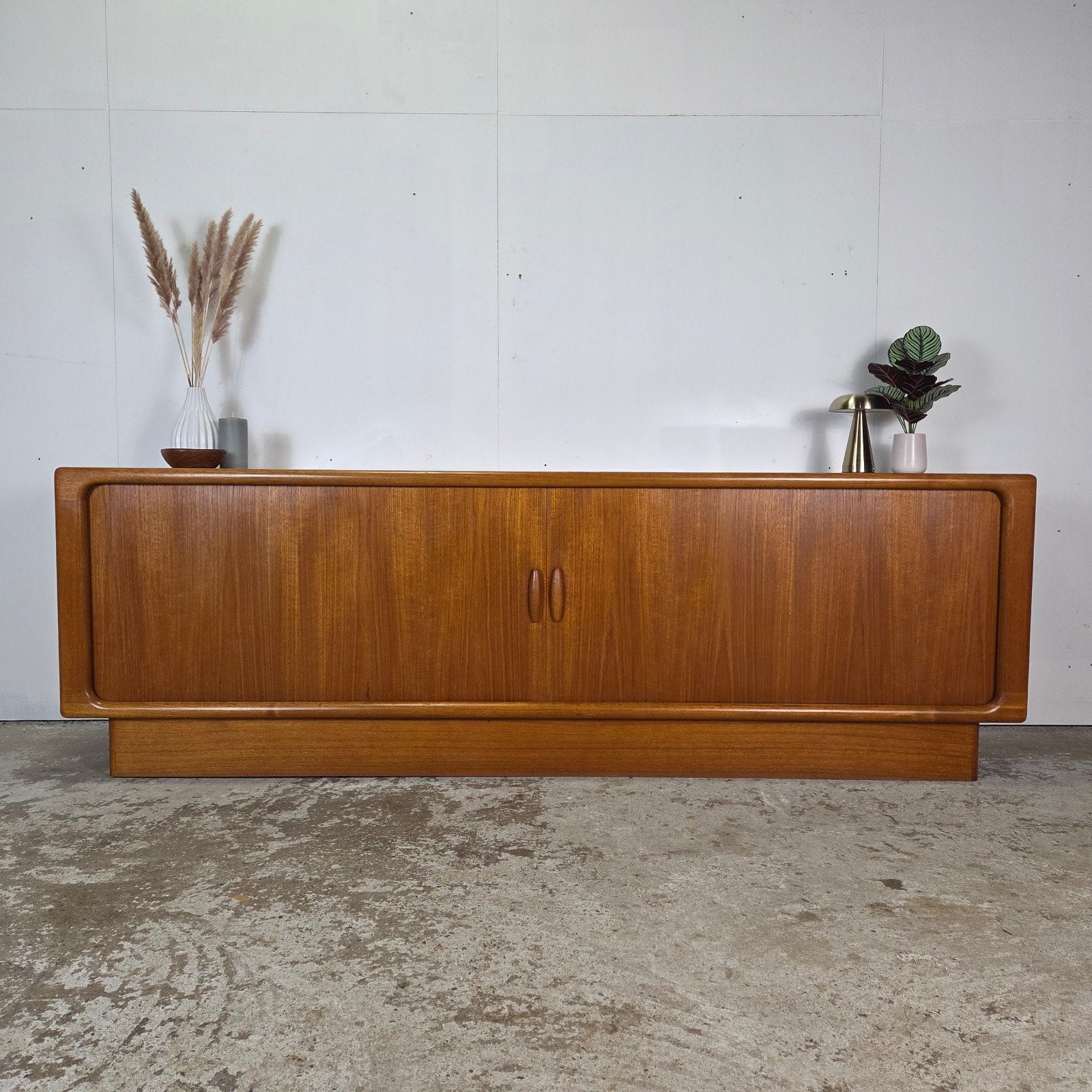 Dyrlund, vintage Deens dressoir tambour deuren teak 220cm!, Ophalen, Gebruikt, Teakhout, Nvt