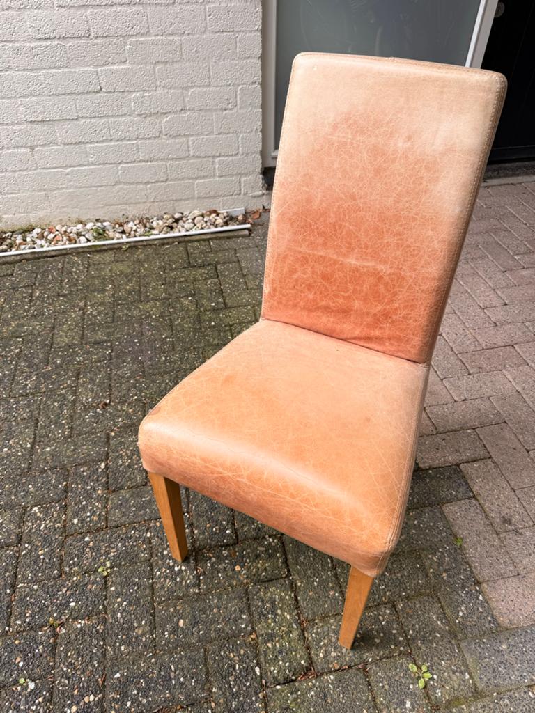 Leren eetkamerstoel - Gebruikt, Huis en Inrichting, Stoelen, Ophalen, Gebruikt, Overige kleuren, Leer