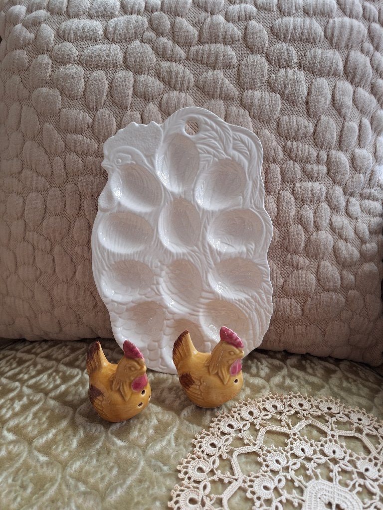 Vintage Eierschaal met Peper en Zoutstel Kip ** Mimosa **, Ophalen of Verzenden