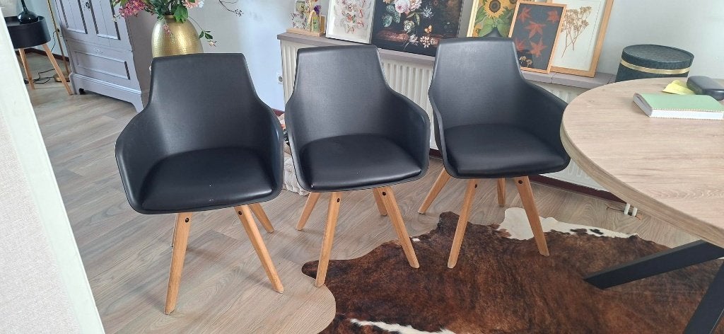 Moderne eetkamerstoelen (3 stuks voor een scherpe prijs!), Gebruikt, Drie, Zwart, Modern