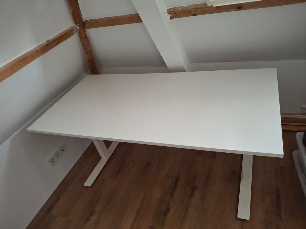 IKEA Skalsta/Trotten bureau 160x80, in hoogte verstelbaar, Ophalen, Zit-sta bureau, Gebruikt, In hoogte verstelbaar