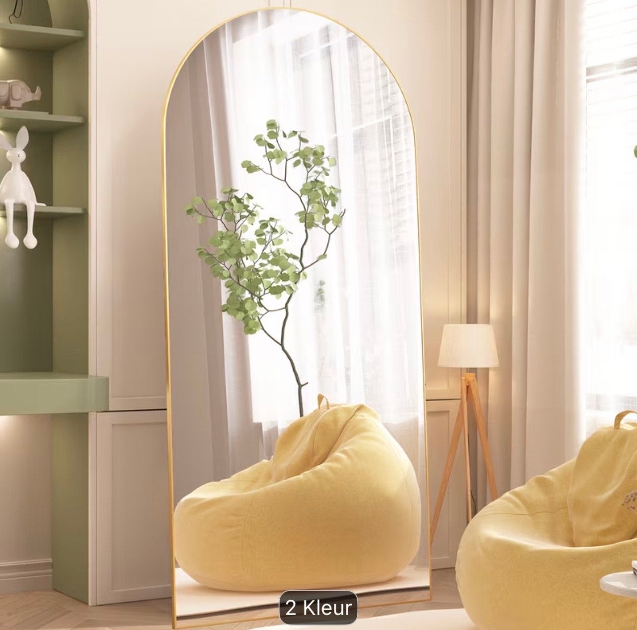 Goudkleurige Boogspiegel - 180x64cm, Huis en Inrichting, Woonaccessoires | Spiegels, Nieuw, Ophalen of Verzenden, Overige vormen