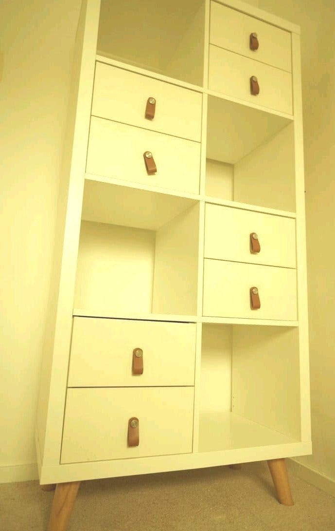 IKEA KALLAX kast, houten poten met lades (aan huis bezorgd), Ophalen of Verzenden, Zo goed als nieuw