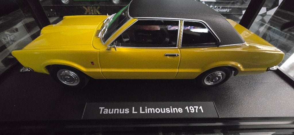 Ford taunus L limousine 1971 kleur geel  kk-scale 1:18, Ophalen, Nieuw, Auto, Overige merken