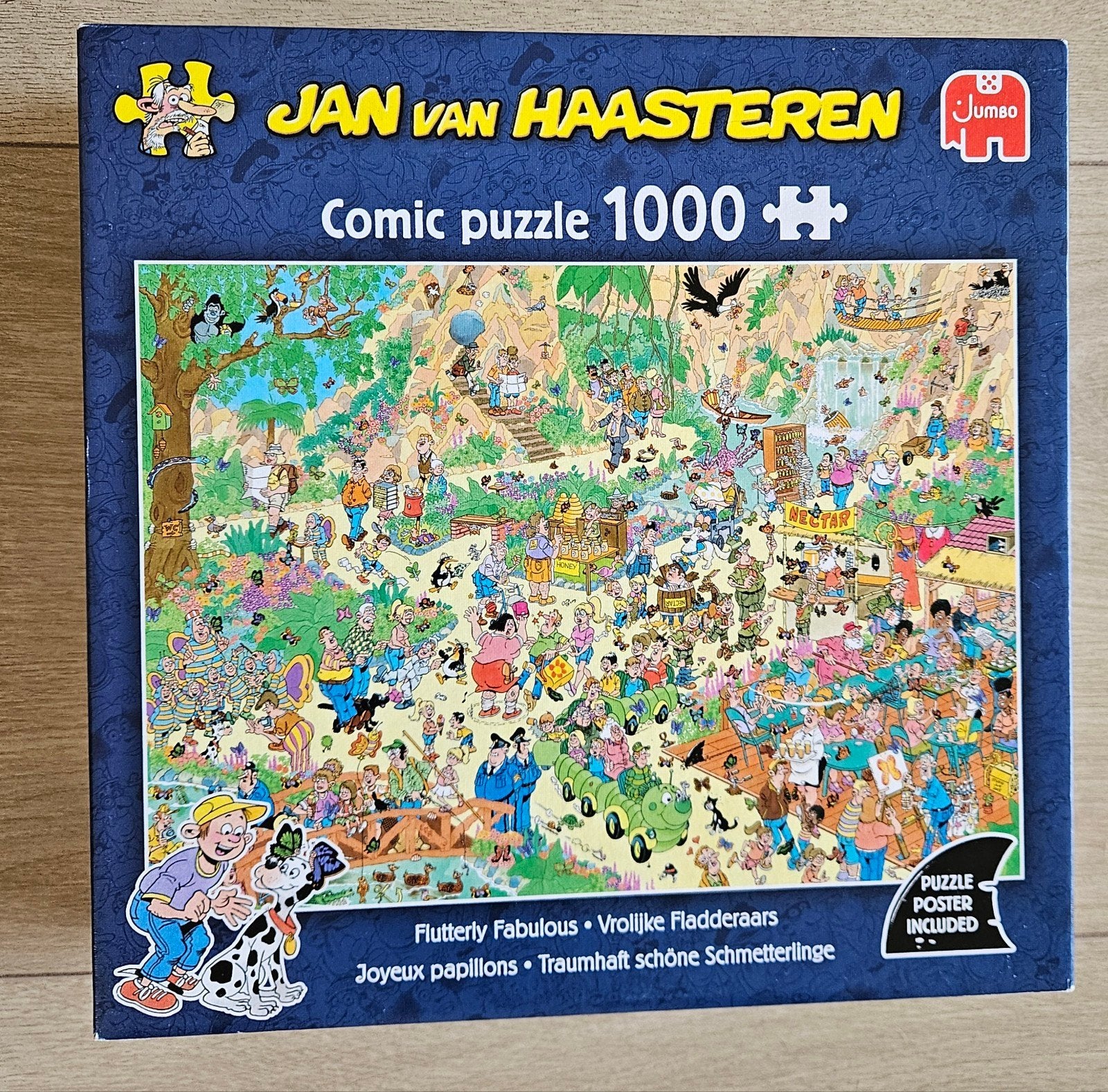 Jan van Haasteren vrolijk fladderaars1000 stukjes - Vrolijke, Een of twee spelers, Ophalen of Verzenden, Zo goed als nieuw, Jumbo