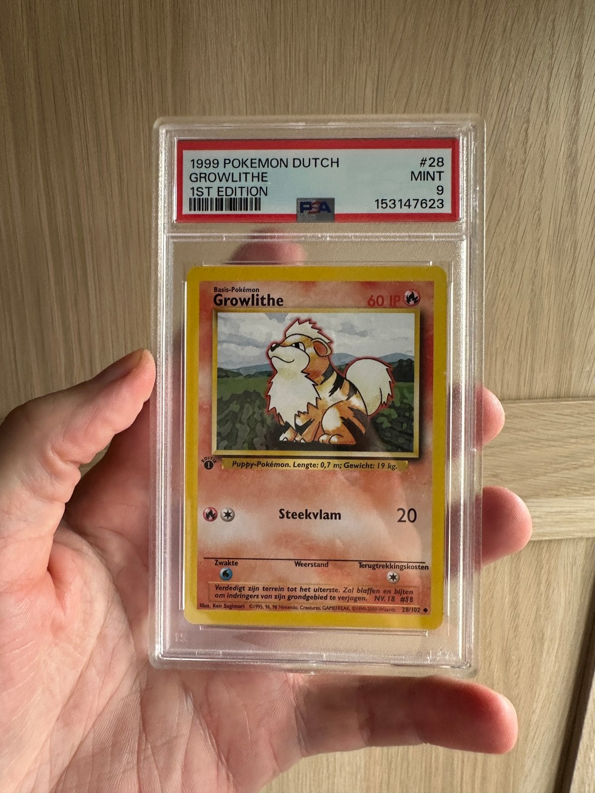 Growlite 1st edition PSA 9 - base set dutch mint, Ophalen of Verzenden, Zo goed als nieuw
