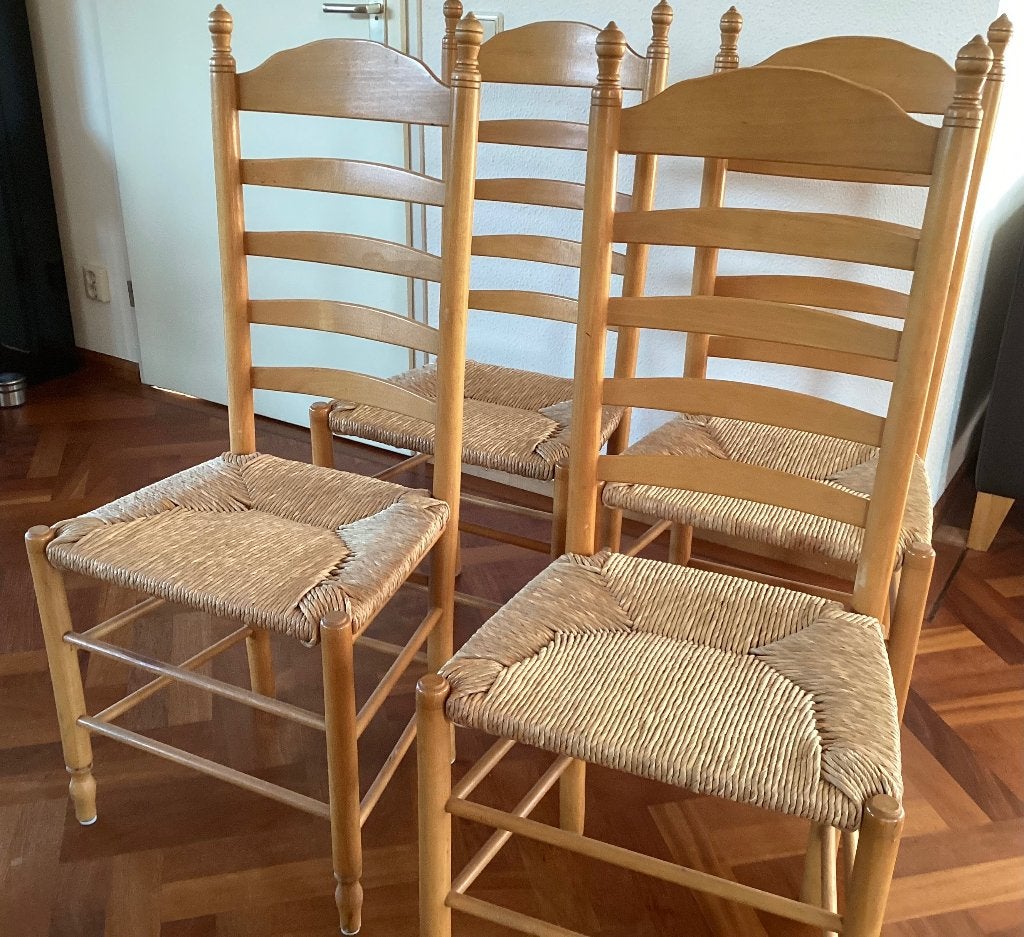 Houten knopstoelen, Huis en Inrichting, Stoelen, Ophalen, Bruin, Hout, Zo goed als nieuw