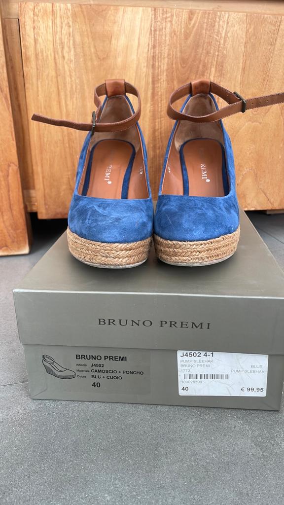 Bruno Premi sleehakken - Maat 40, Kleding | Dames, Schoenen, Zo goed als nieuw, Espadrilles of Moccasins, Blauw, Ophalen of Verzenden