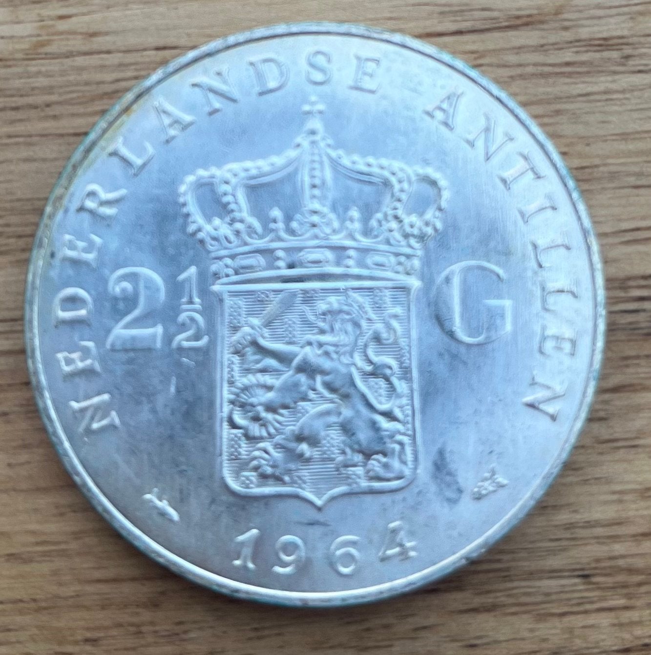 2,5 Gulden Juliana 1964 - Zilveren munt, Koningin Juliana, Zilver, Ophalen of Verzenden, Losse munt