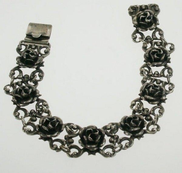 Theodor Klotz Teka Vintage zilveren Roosjes armband (230), Ophalen, Zo goed als nieuw, Zilver, Zilver