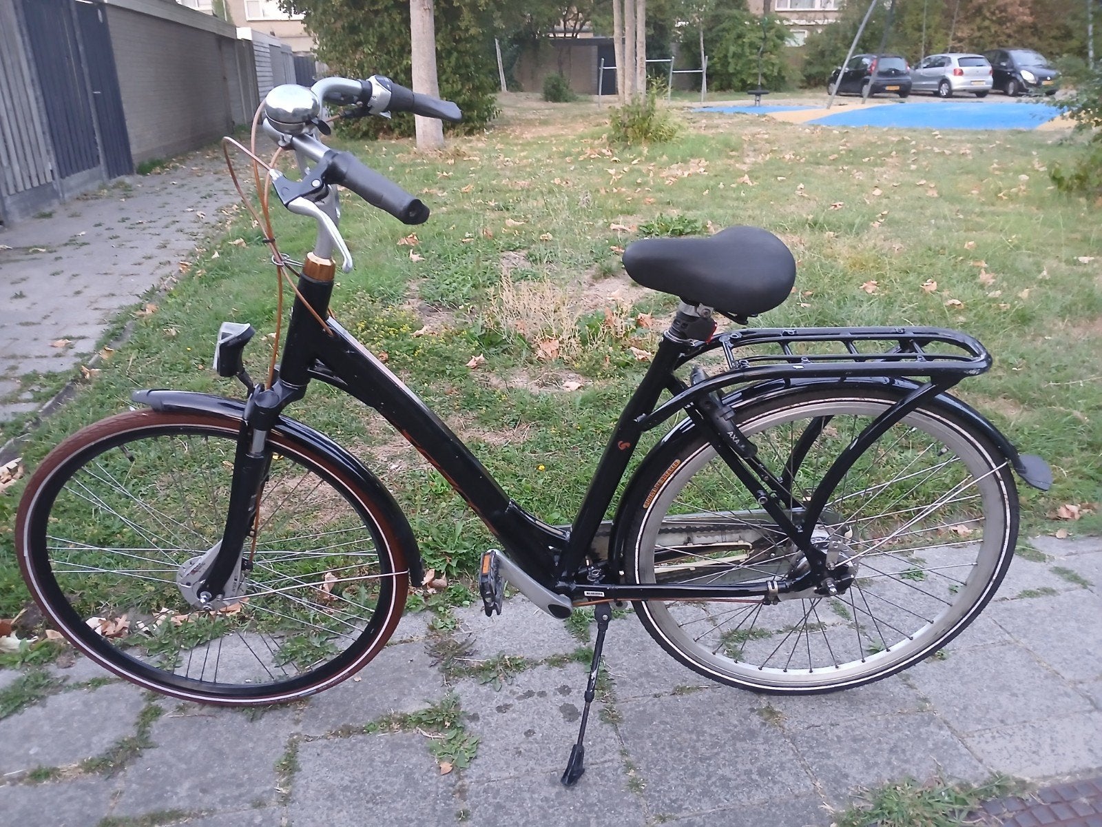 Zwarte damesfiets met lage instap en versnellingen, Overige merken, 53 tot 56 cm, Velgrem, Versnellingen