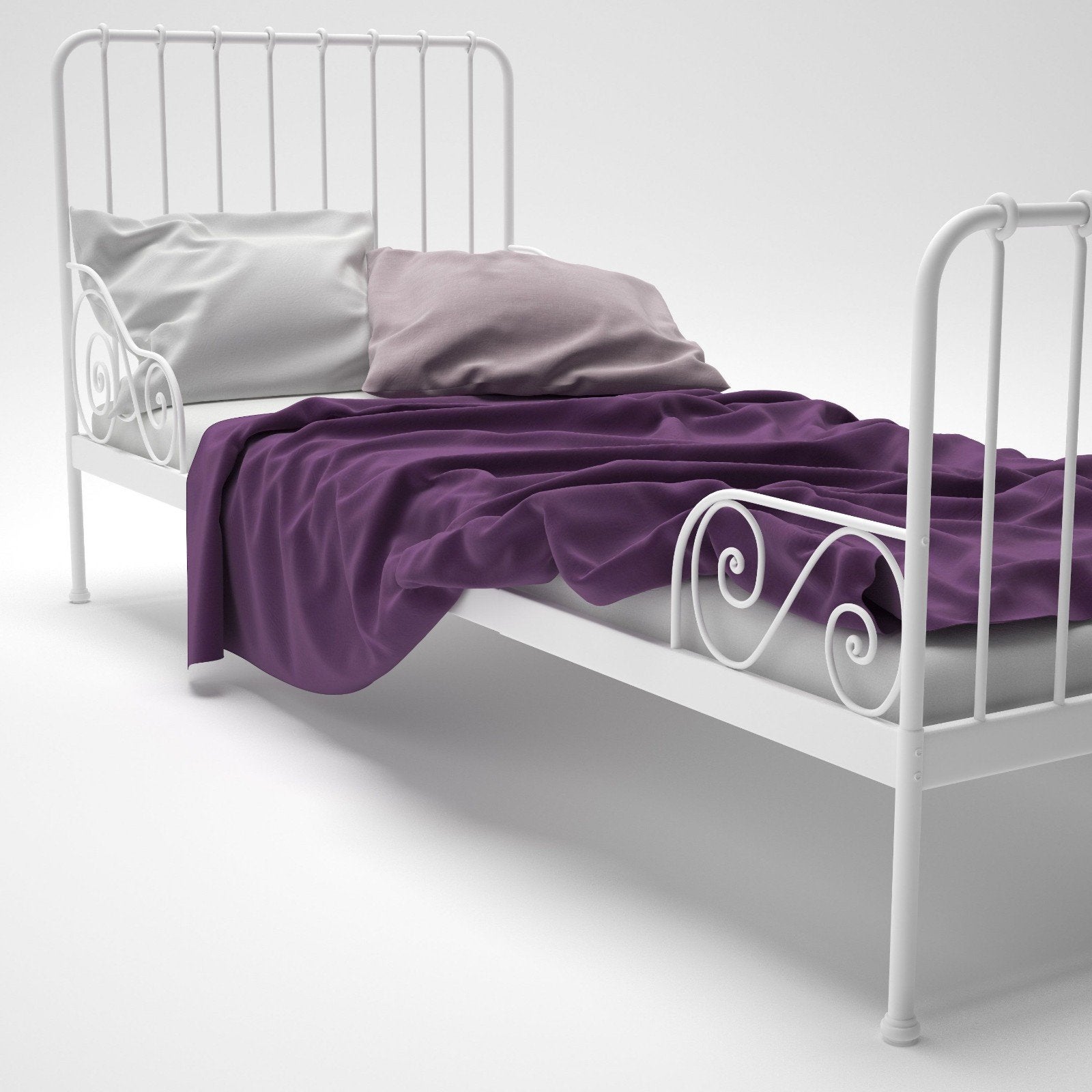 Ikea Minnen meegroeibed, Ophalen, Eenpersoons, Wit, 190 cm of minder