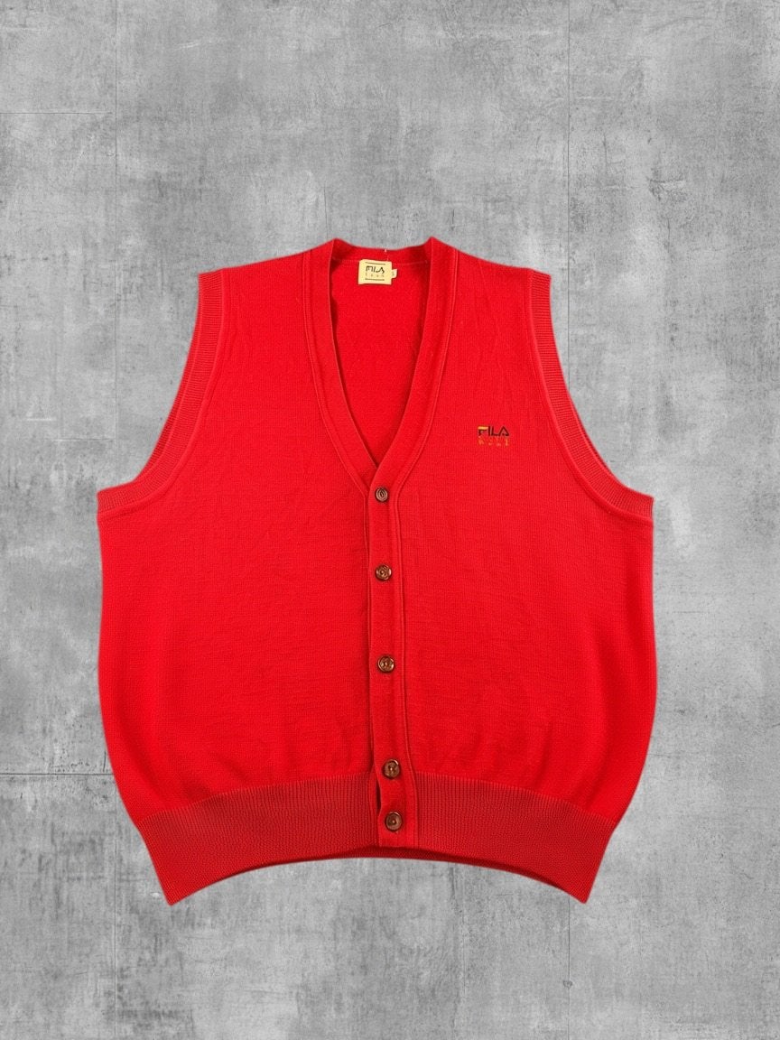 Fila vest rood heren maat M cardigan knoopvest trui, Verzenden, Zo goed als nieuw, Maat 48/50 (M), Rood