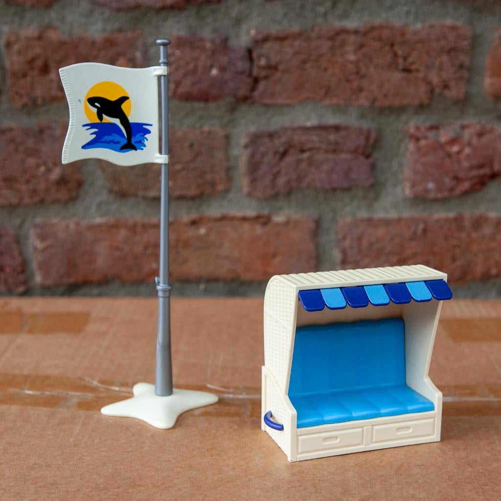 Playmobil strandkorf met vlag, Ophalen of Verzenden, Zo goed als nieuw