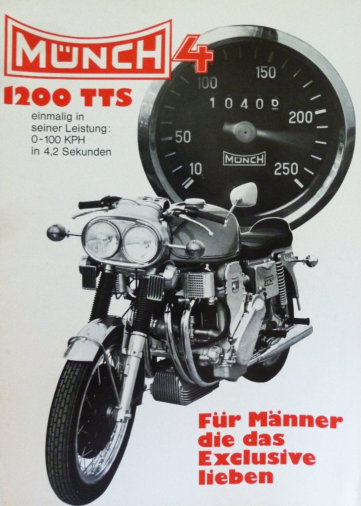 Folder MÜNCH 4 1200 TTS 1973 + Prijslijst, Motoren, Ophalen of Verzenden, Overige merken