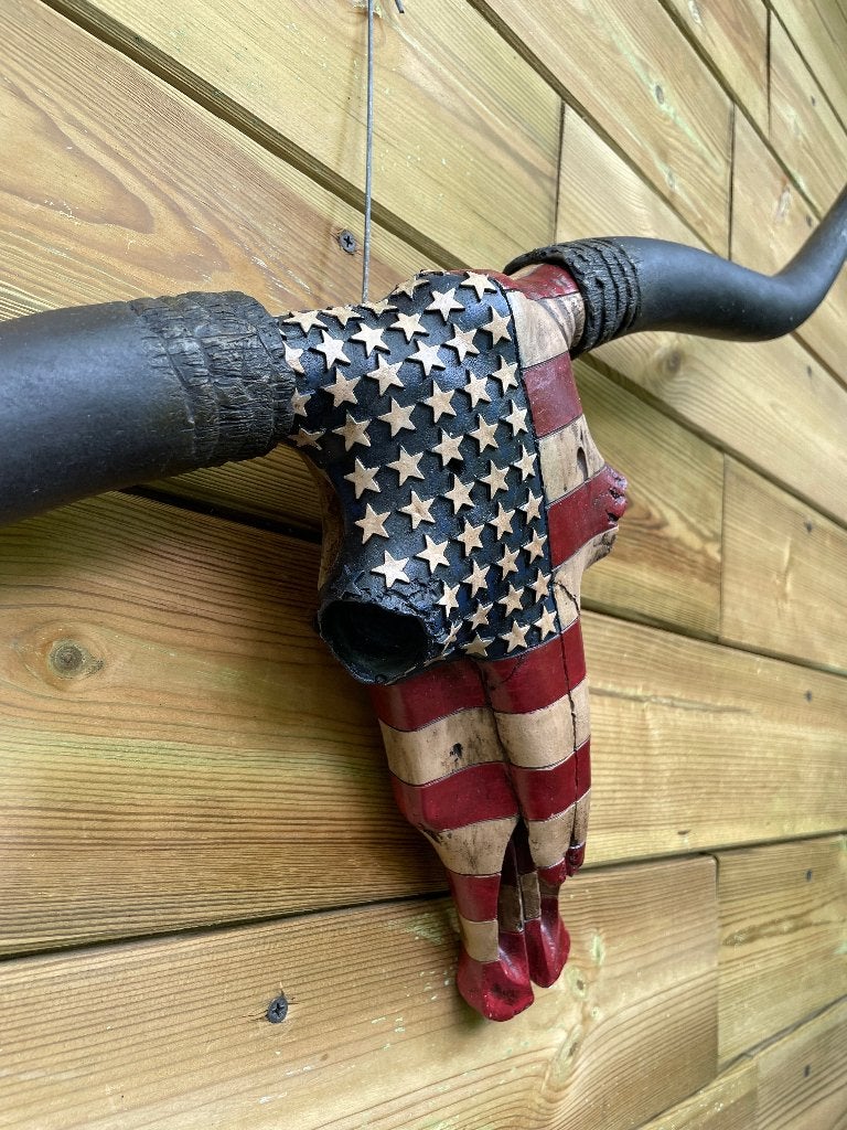 Wand buffelschedel Americana , woonkamer, cowboy 85cm, Ophalen, Nieuw, Kunststof, Dierenbeeld