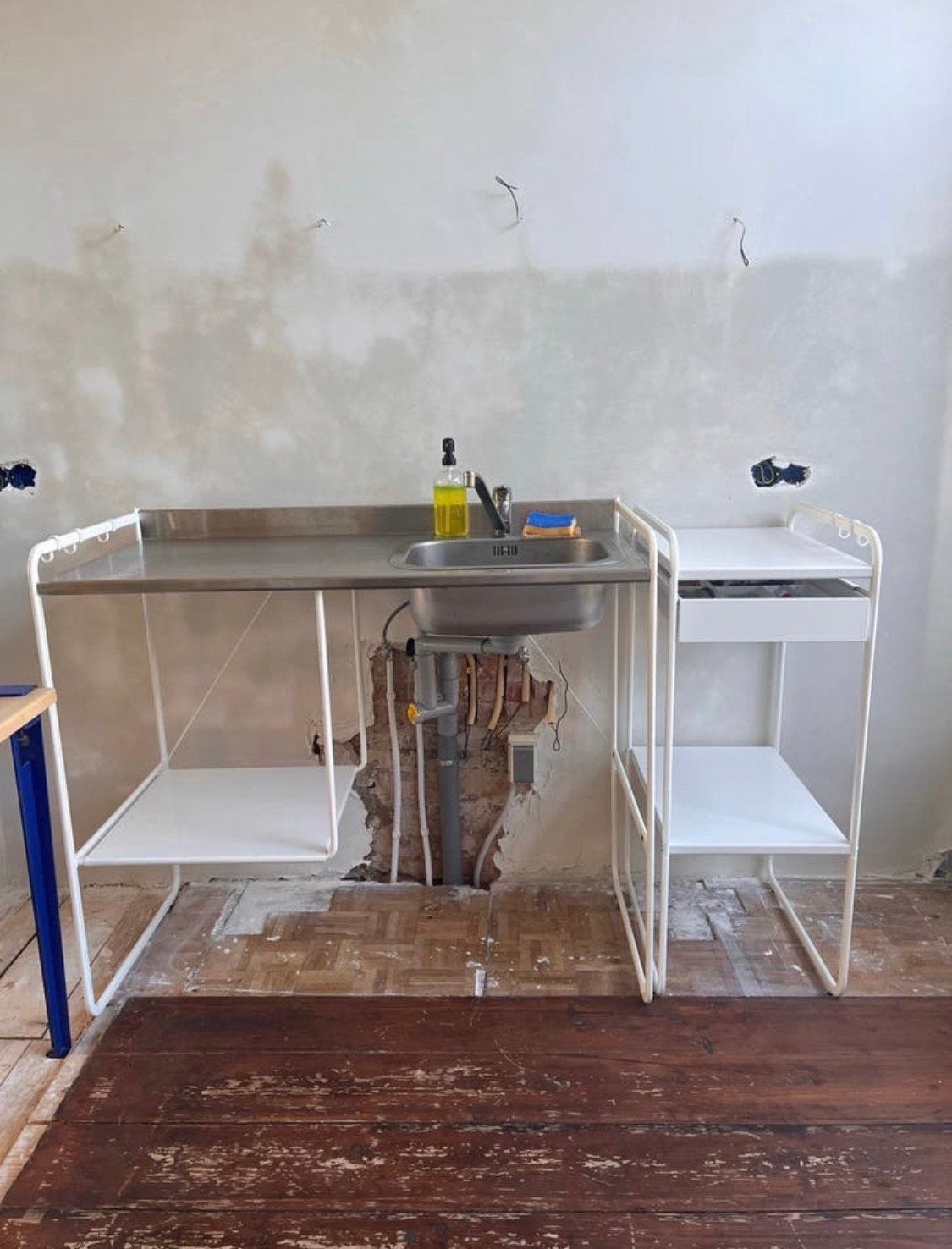 Sunnersta set: kitchenette + spoelbak/kraanen opbergmeubel, Huis en Inrichting, Keuken | Complete keukens, Ophalen, Gebruikt, Wit