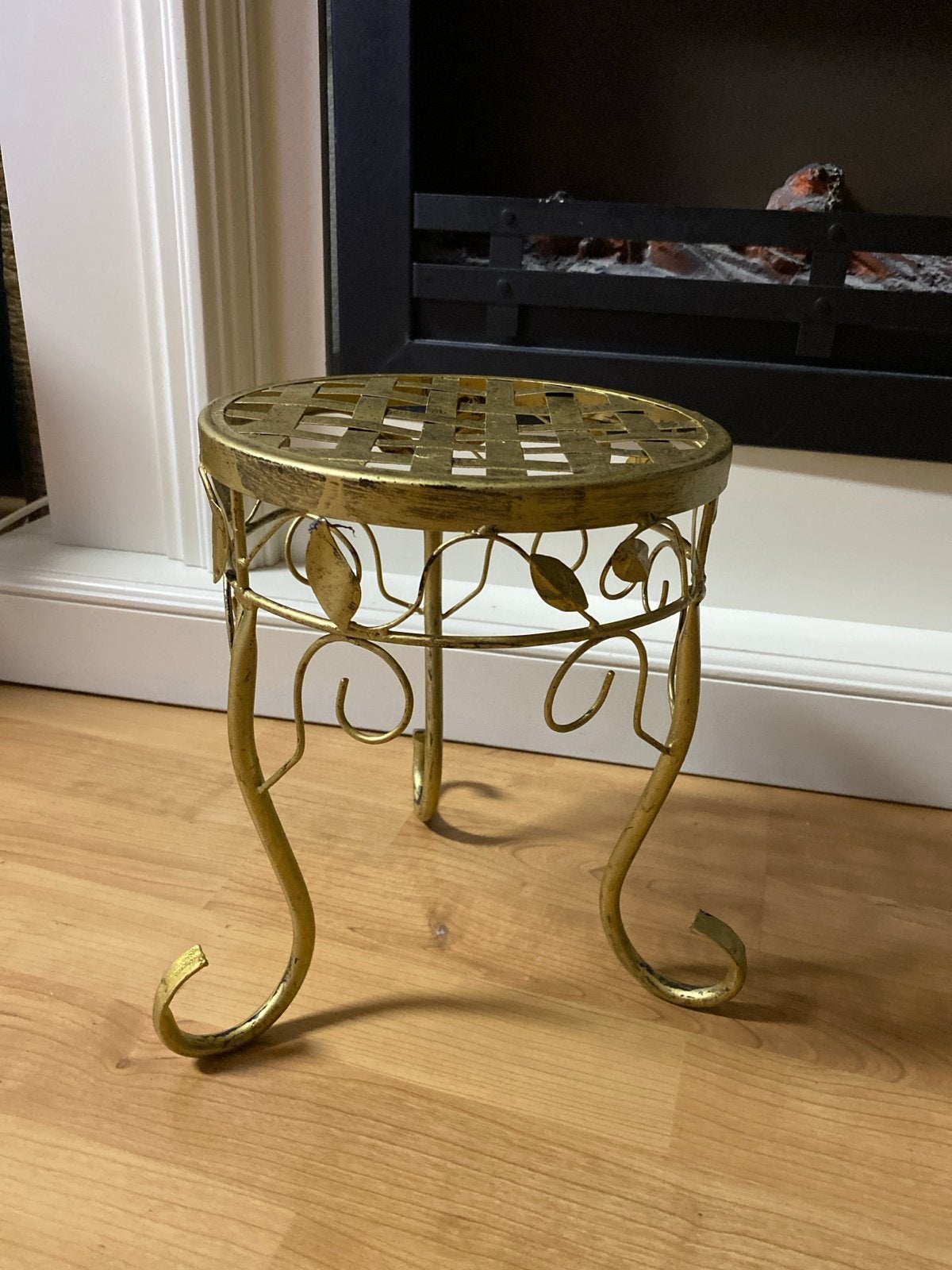 Gouden metalen plantenstand, Ophalen, Vintage, Gebruikt, Goud