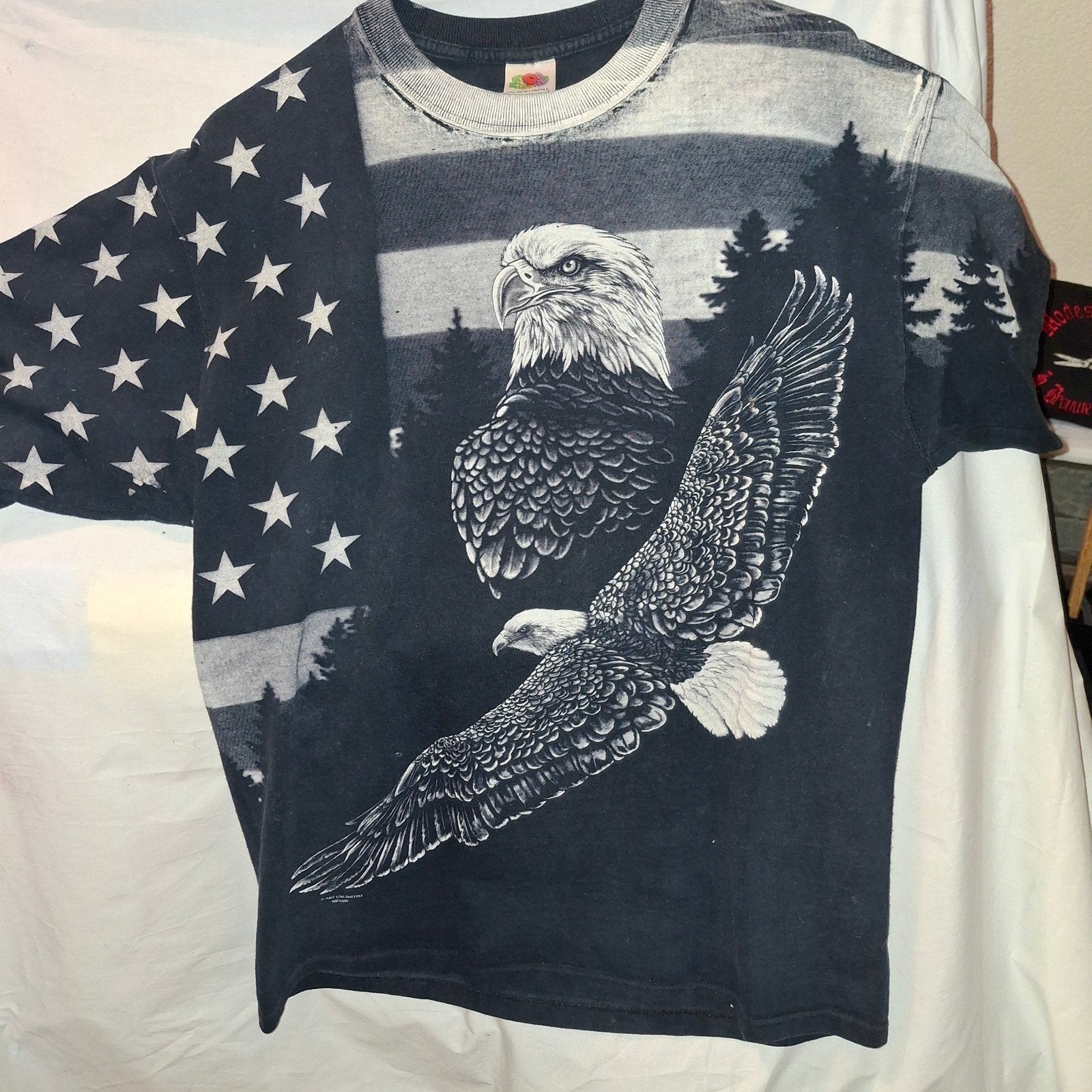 Fruit of the Loom American Eagles T-shirt Zwart Wit Maat L, Maat 52/54 (L), Zwart, Ophalen of Verzenden, Zo goed als nieuw
