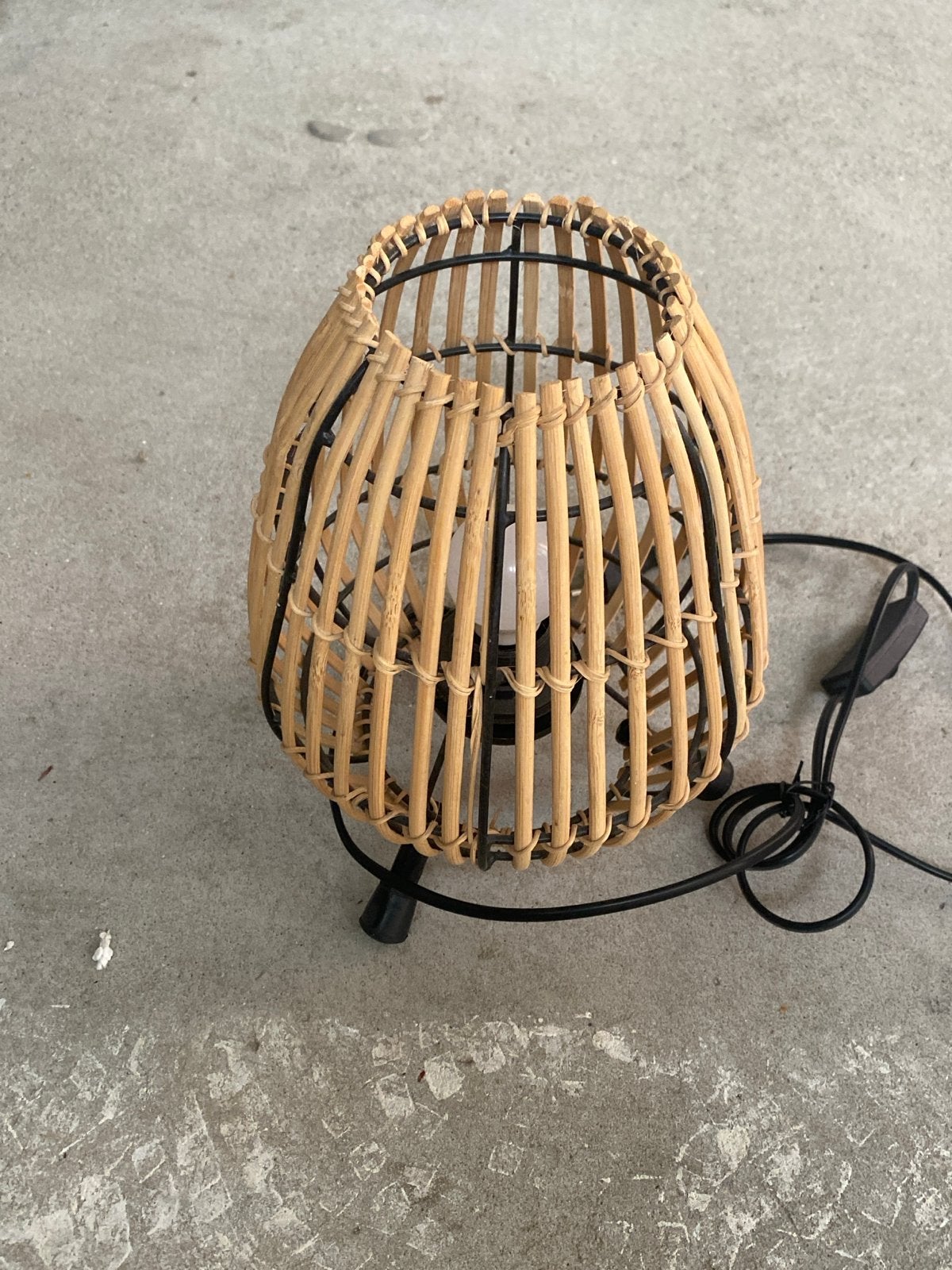 Rotan tafellamp - Sfeerlamp - Vintage look, Ophalen, Gebruikt, Vintage, Natuurlijk materiaal
