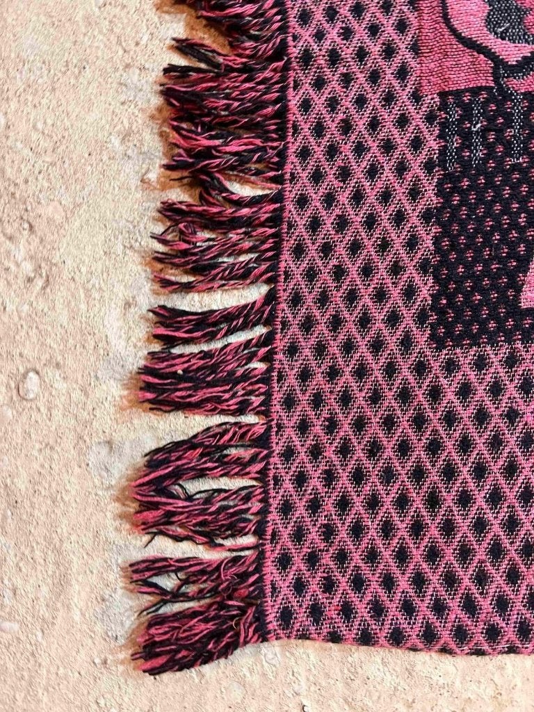 Vintage grand foulard woonkleed paars tinten 190/156 cm, Huis en Inrichting, Woonaccessoires | Plaids en Woondekens, Djt@dejuistetoon.eu