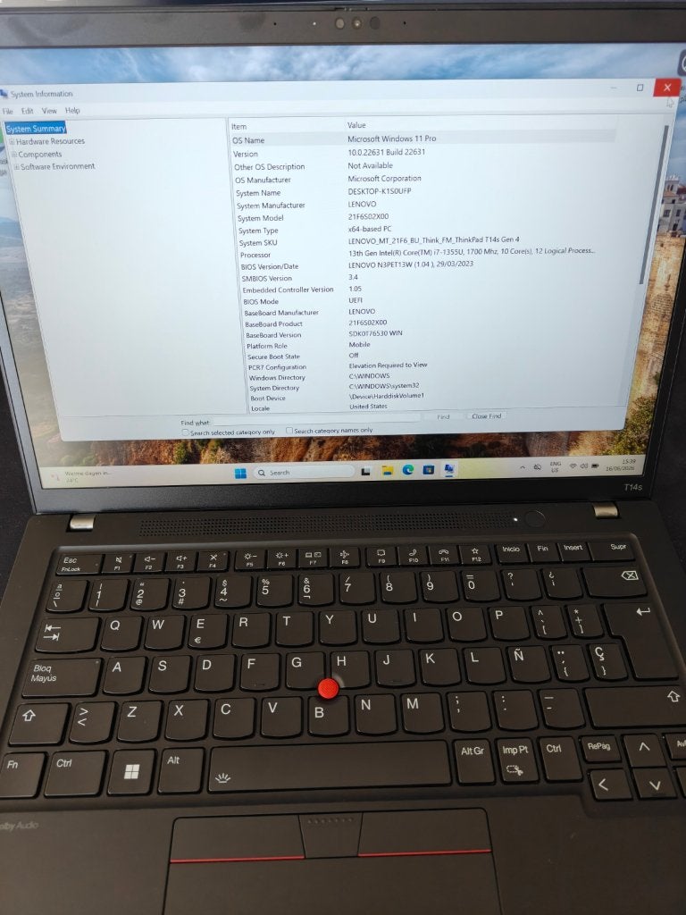 Laptop - Lenovo T14s Gen 4 - Spaanse Toetsenbord, 2 tot 3 Ghz, Qwerty, Nieuw, 14 inch