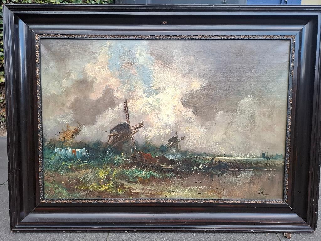 Olieverfschilderij H. Van Dongen, Antiek en Kunst, Kunst | Schilderijen | Klassiek, Ophalen of Verzenden