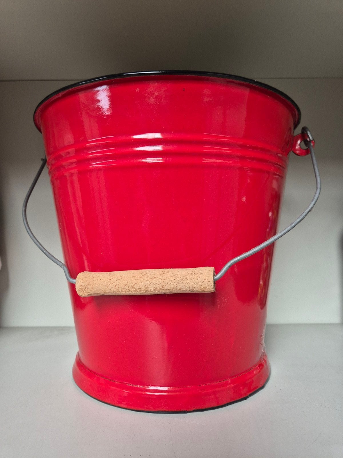 Vintage geëmailleerde emmer, brandweerrood, Ophalen of Verzenden
