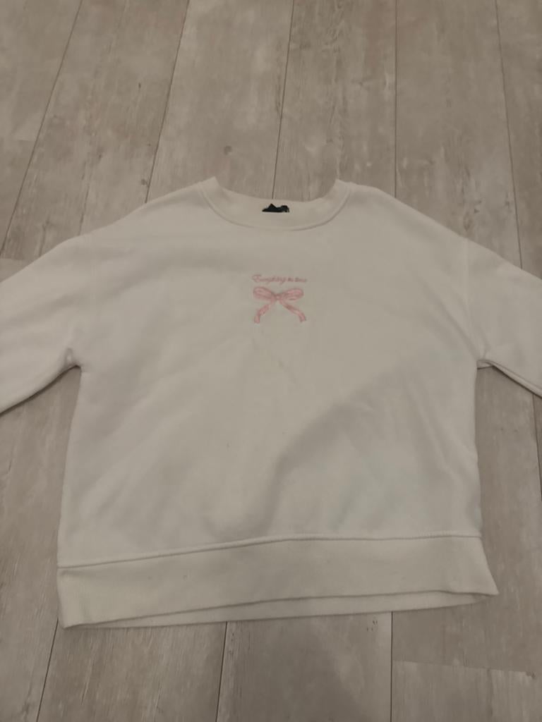 Witte Amisu sweater met strik - Maat S, Ophalen of Verzenden, Zo goed als nieuw, Maat 36 (S), Wit
